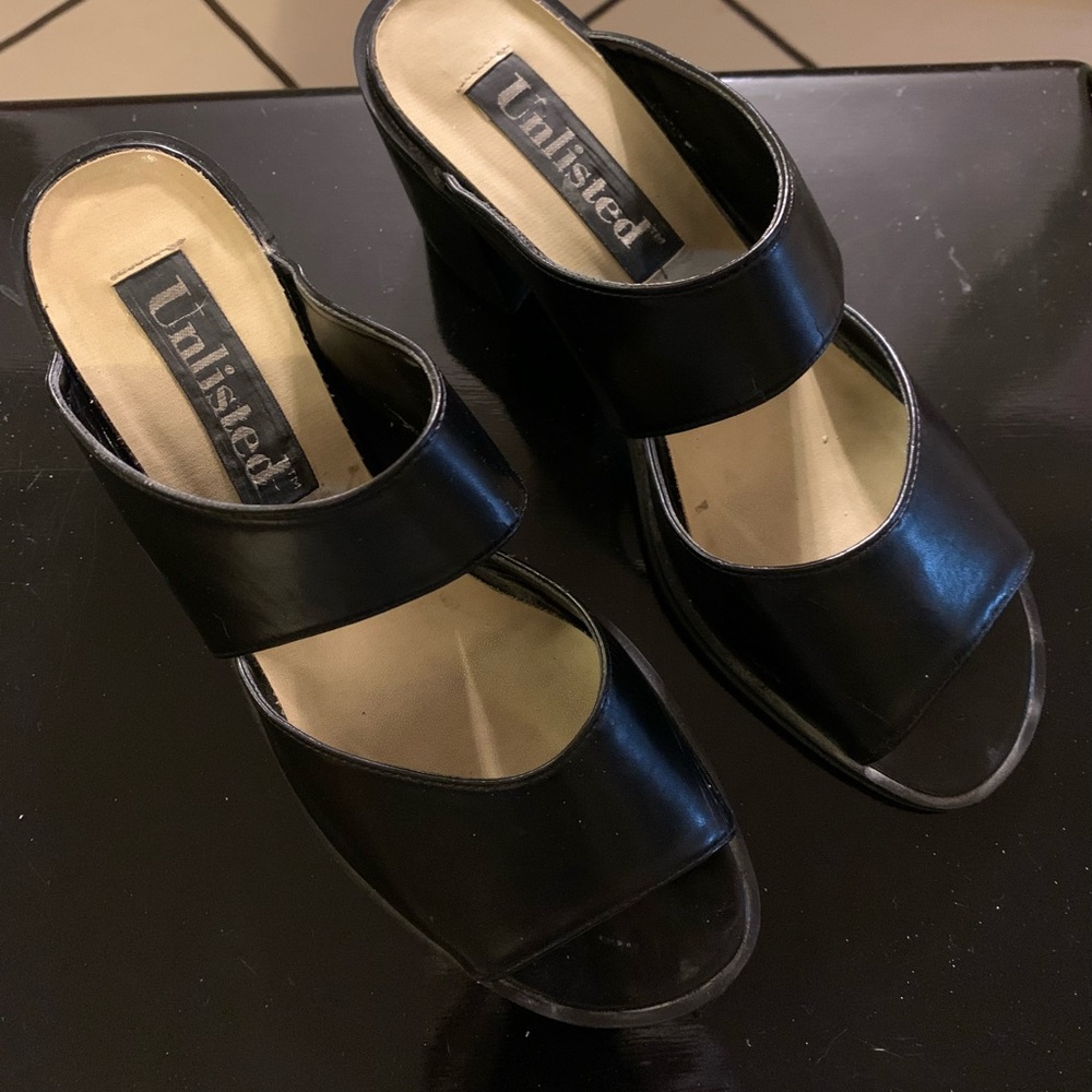 Unlisted Wide Bands Open-Toe Slip-On, 9